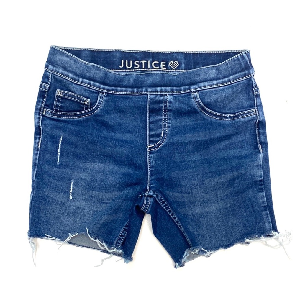 Justice Girls Distressed Pull-On Denim Cut-Off Shorts